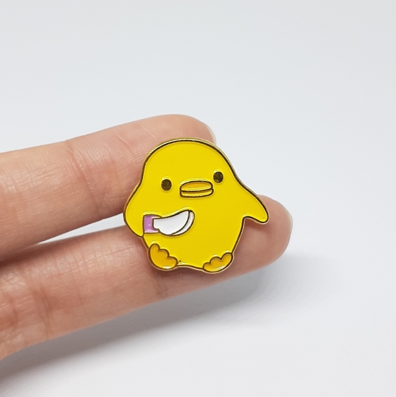 Jewelry - Chick with a knife enamel pin baby chick